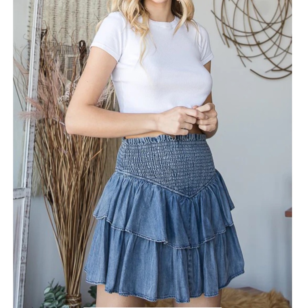 Oli & Hali Denim Blue Tiered Skort